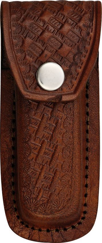 NEW Folding Knife Sheath Brown Woven Pattern Leather for 3.5 to 4″ Pocket Knives