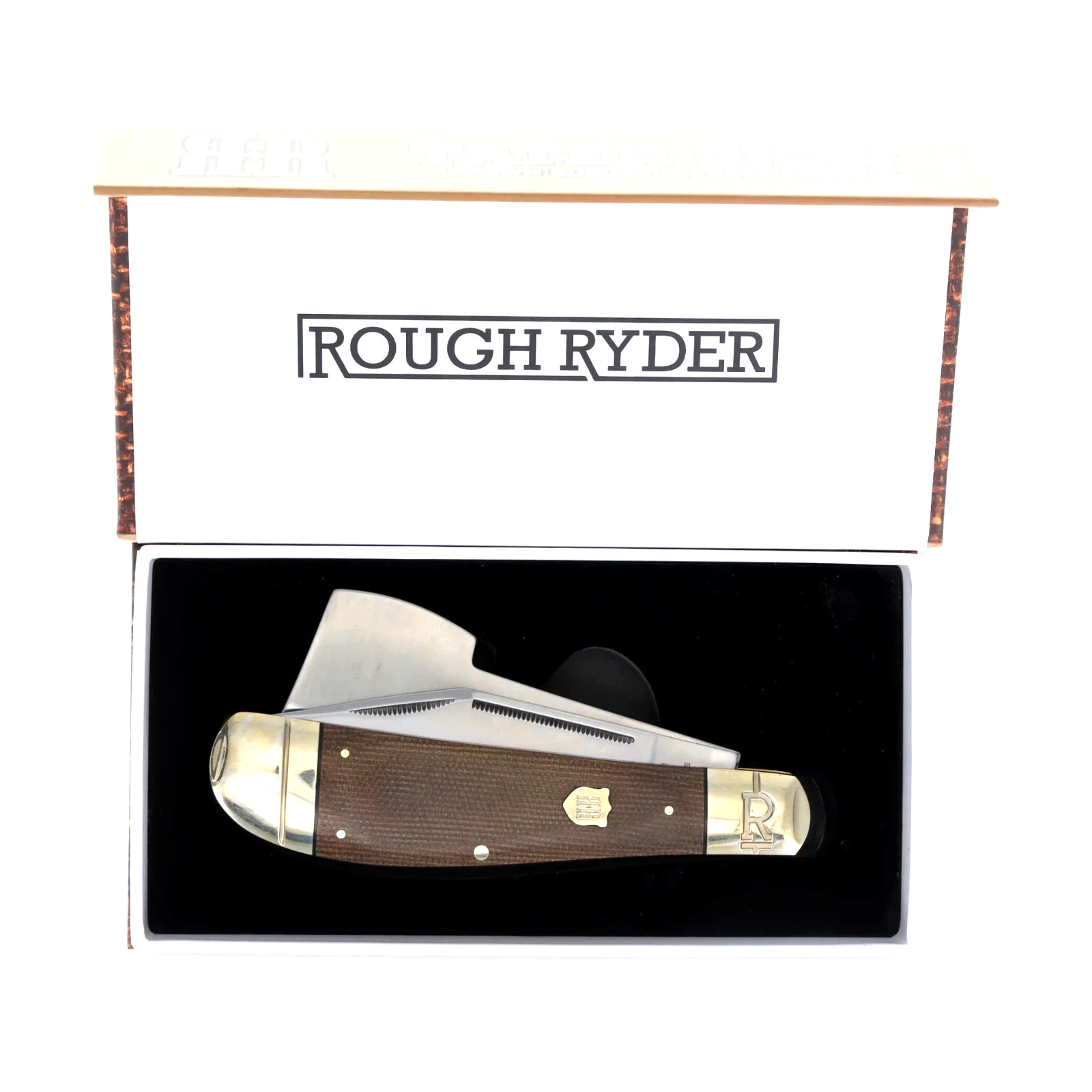 Rough Ryder Pocket Chopper Folding Knife Hatchet Brown Tater Skin Micarta RR2339