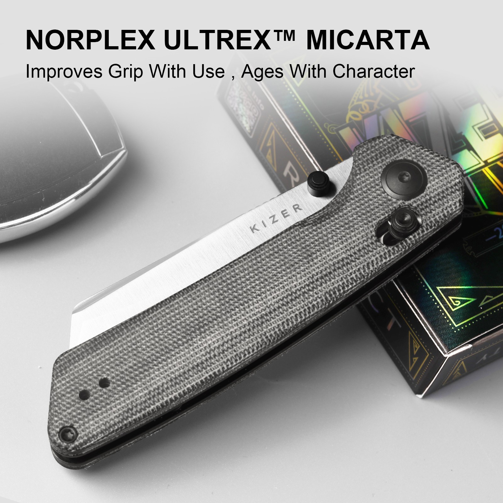 Kizer Madrac EDC Folding Pocket Knife Nitro-V Blade Micarta Handle V3693A3