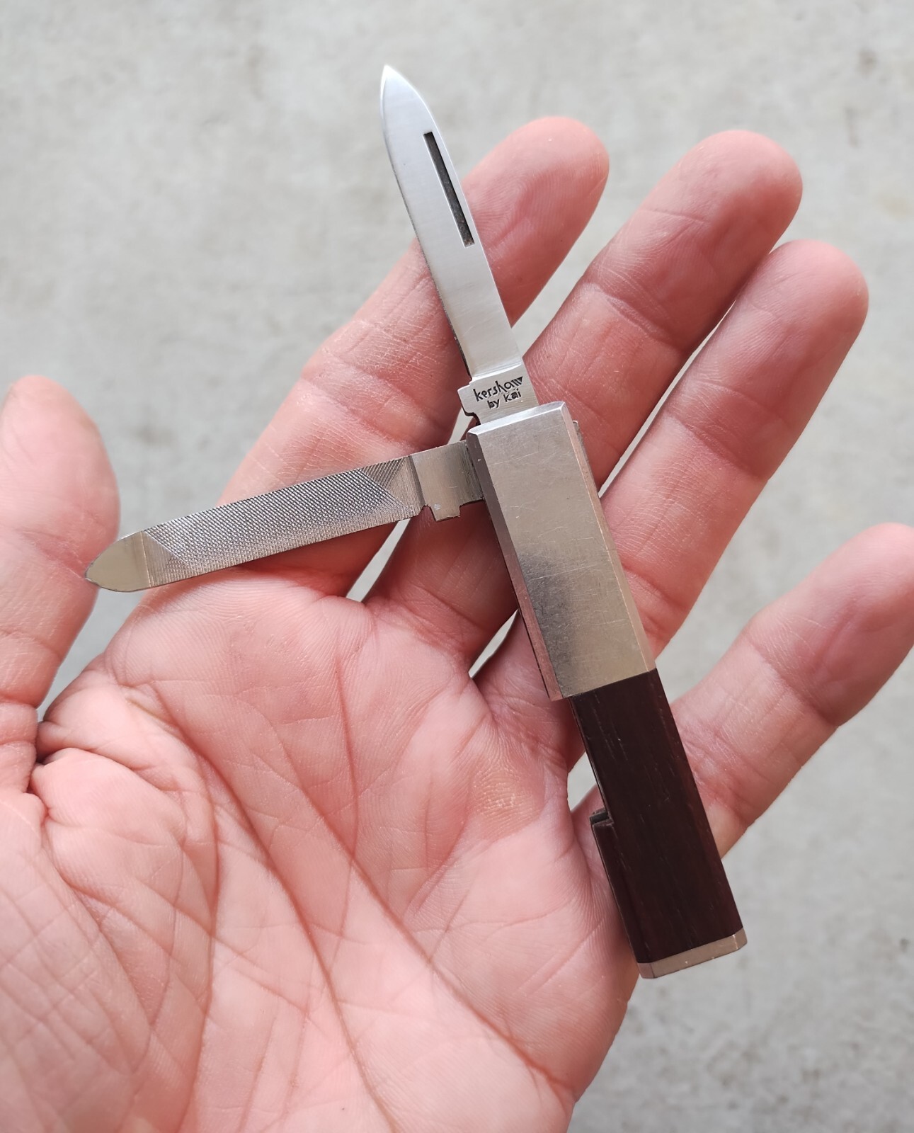 VINTAGE KERSHAW KAI #6100 KNIFE WITH FILE MADE IN JAPAN, 2.75″ CL., EXCELLENT