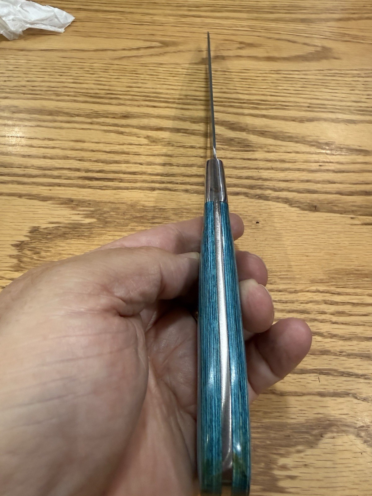 Damascus Steel Chief’s Knife with Turquoise Handle Full Tang Blade