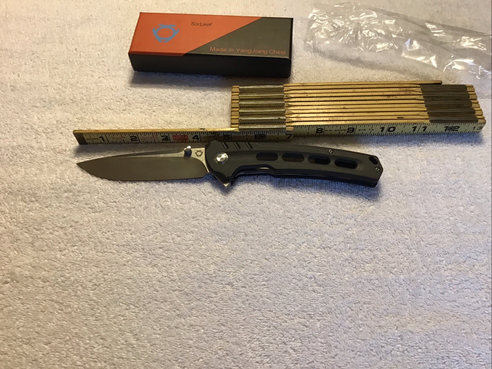 SIxLeaf SL-56 Pocket Knife Black G10 Handle 9Cr14MoV Plain Edge, U.S. Seller
