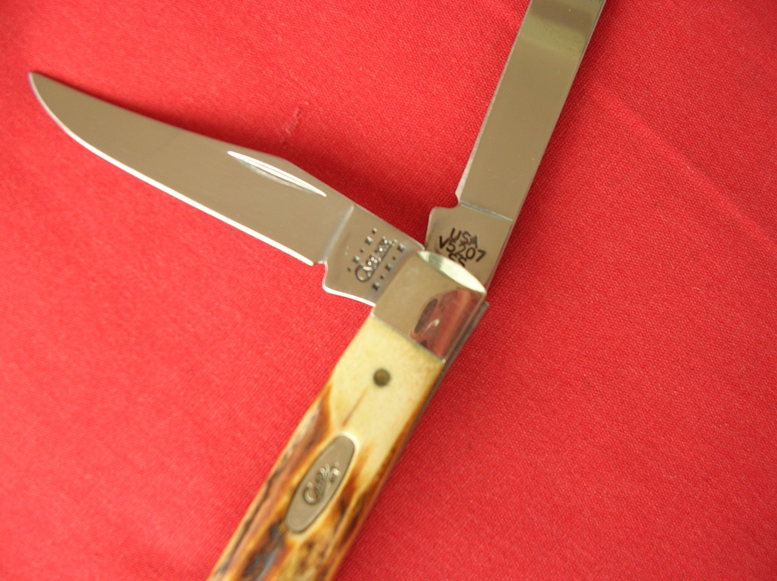 CASE XX V5207 VINTAGE STAG HANDLES 2 BLADE MINI TRAPPER 2000 KNIFE J