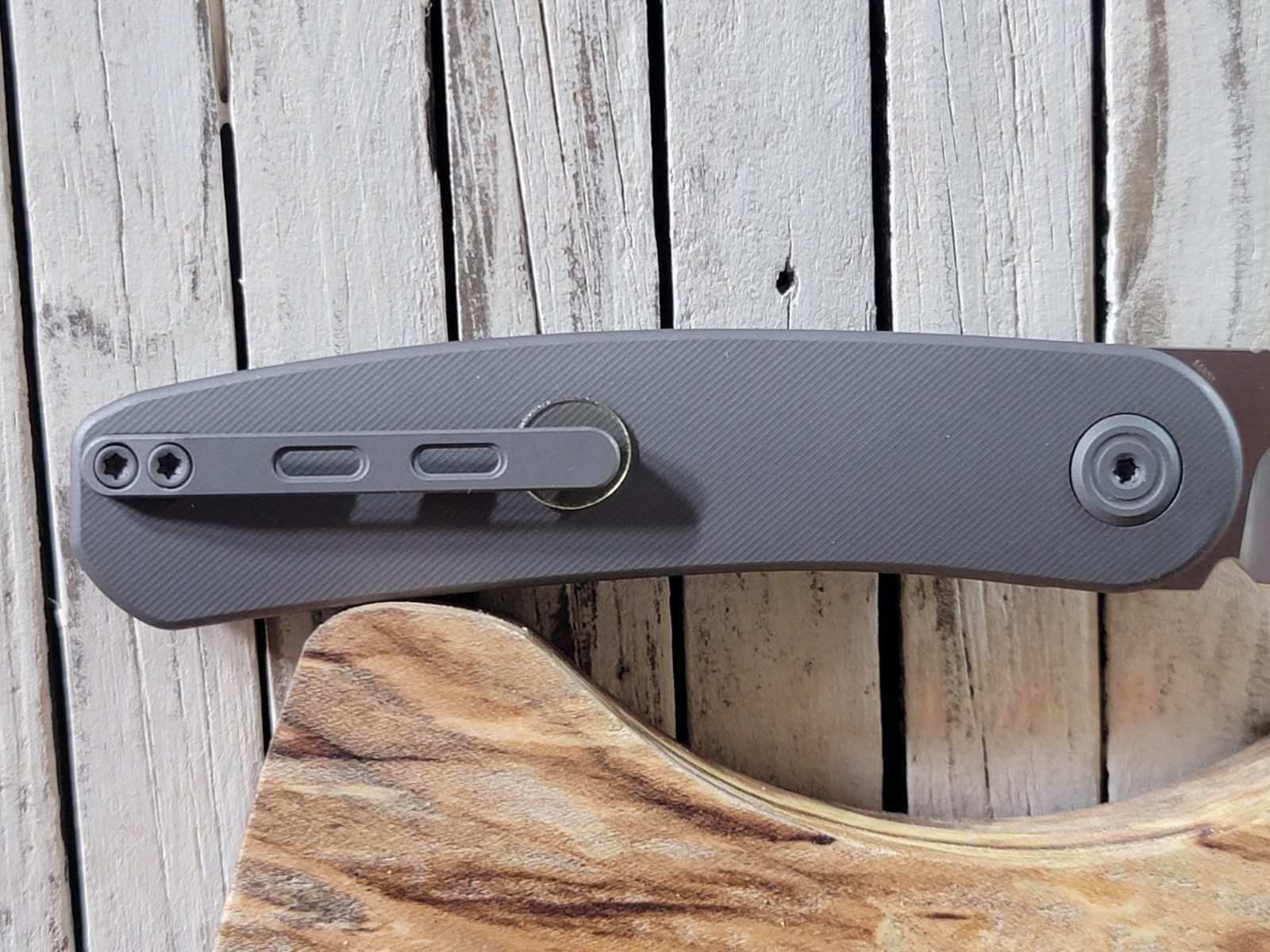 KB Knives Decimal Foldiing Knife Gray Titanium Handle M390 Plain Edge KB354B