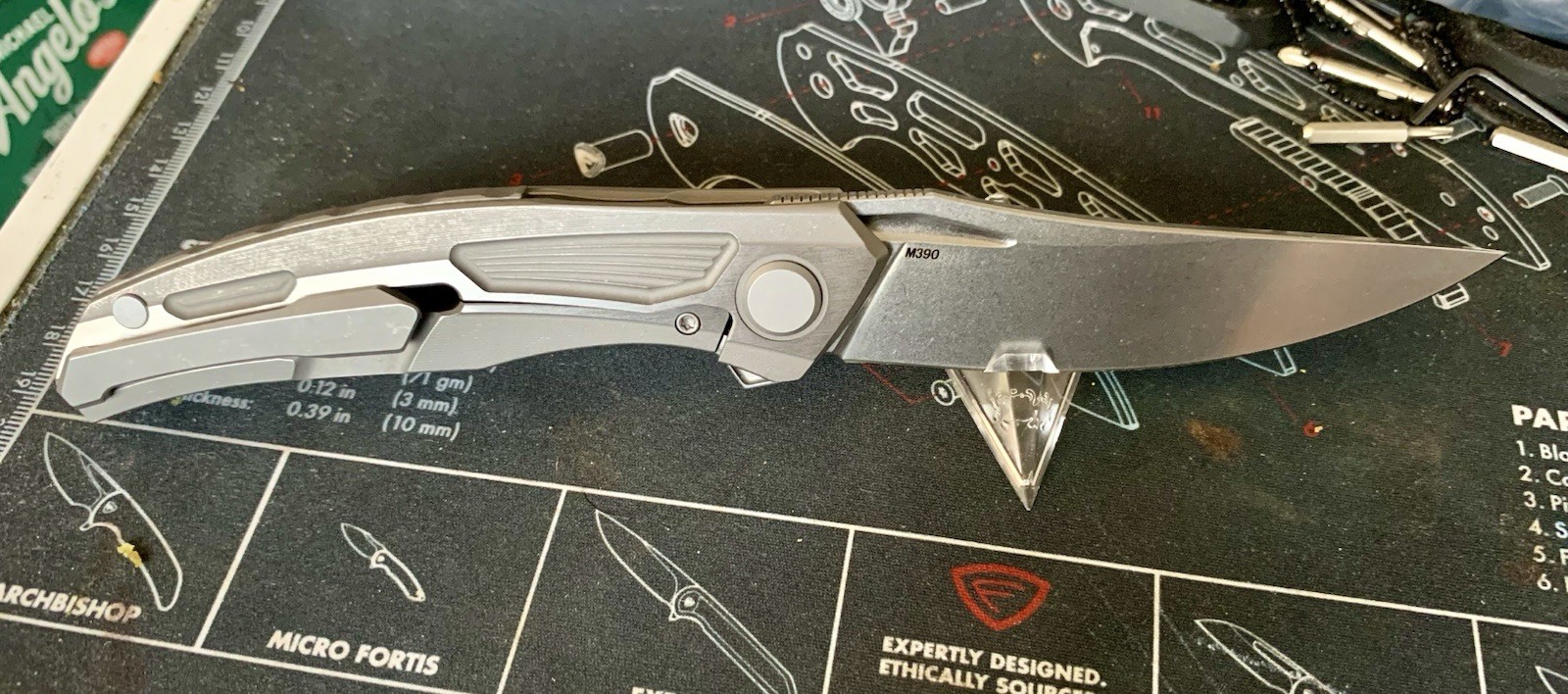 Titanium Framelock Flipper w/ Trailing Point Satin Finish M390 Blade