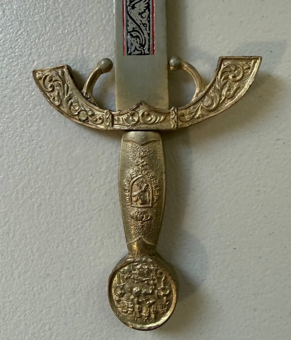 Vintage Toledo Spain Etched Short Sword Dagger Decorative Wall Display 21″
