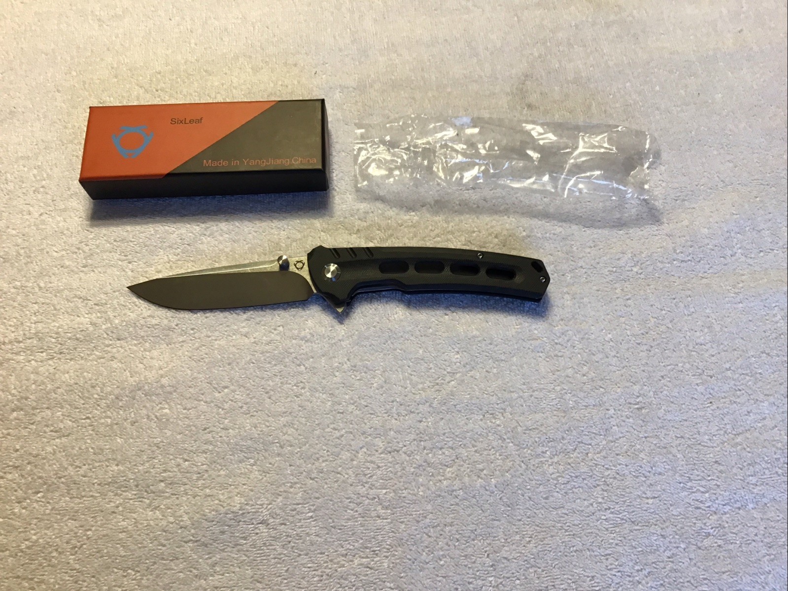 SIxLeaf SL-56 Pocket Knife Black G10 Handle 9Cr14MoV Plain Edge, U.S. Seller