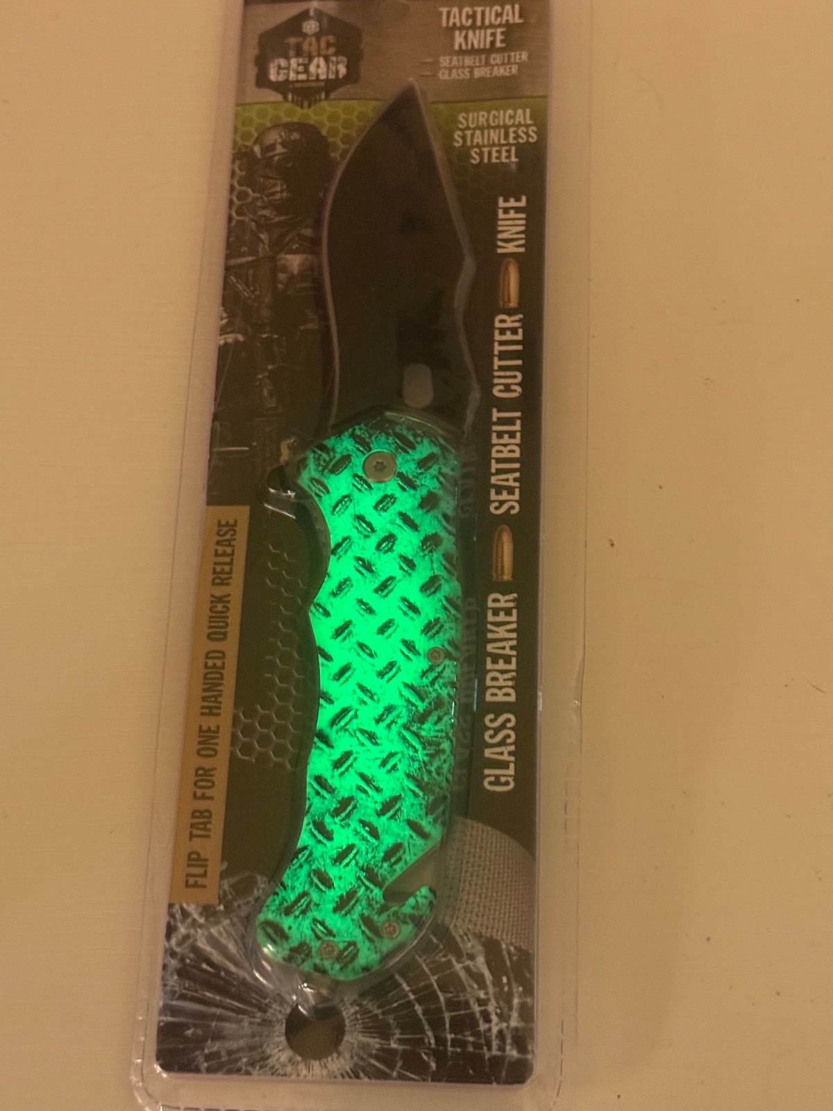 Glow In The Dark Tactical Knife with Pocket Clip & Bottle Opener Choose Style