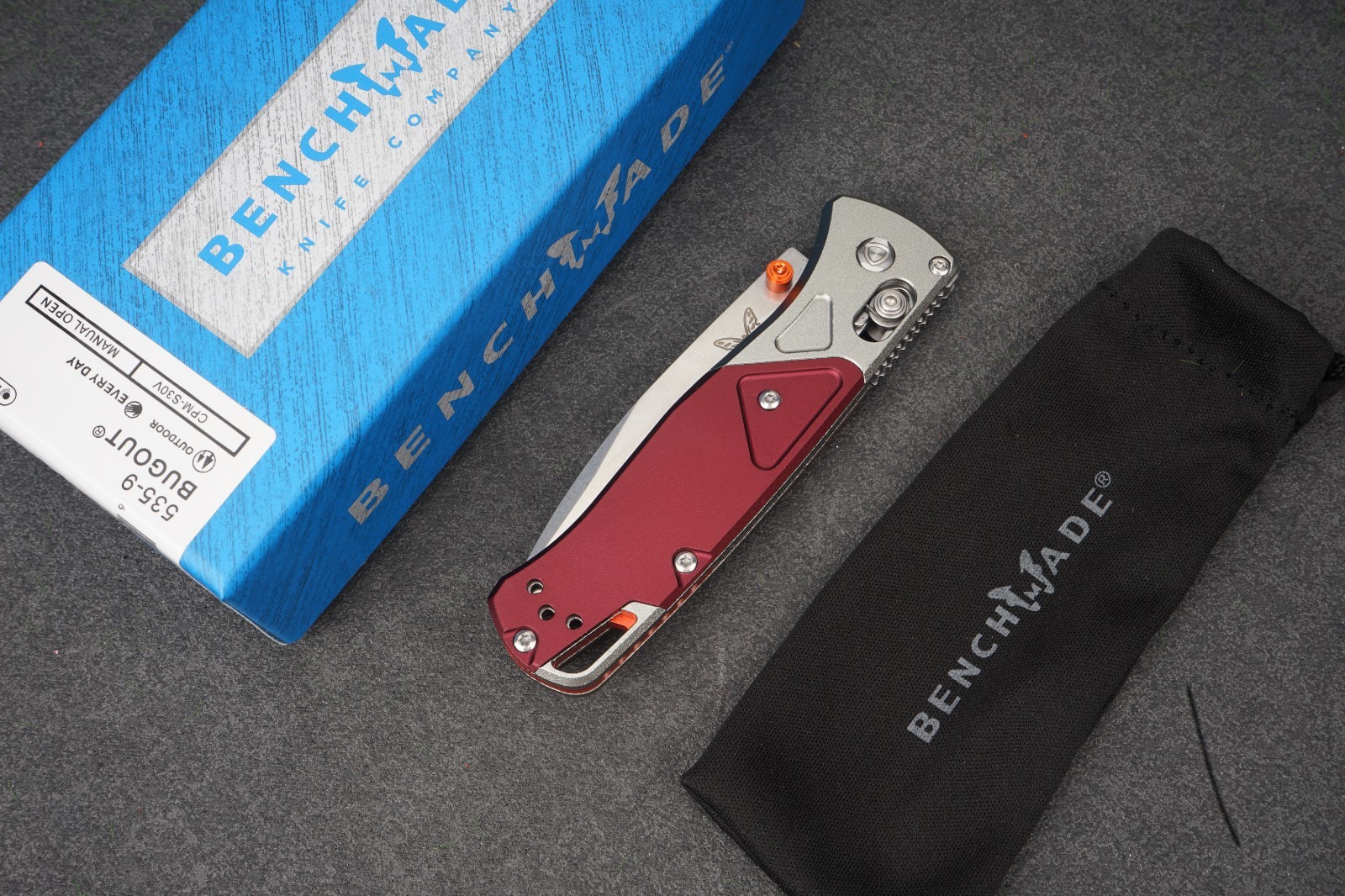 Benchmade 535-09 Bugout S90V Folding Knife Redstone Richlite Aluminum EDC