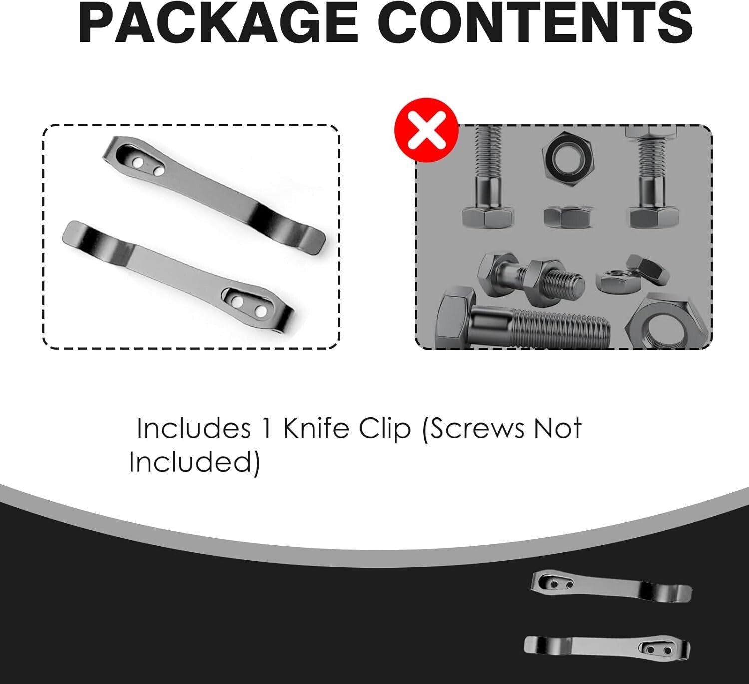 2 Pack Knife Pocket Clip Deep Carry Pocket Clip Replacement for EDC Knife Recess