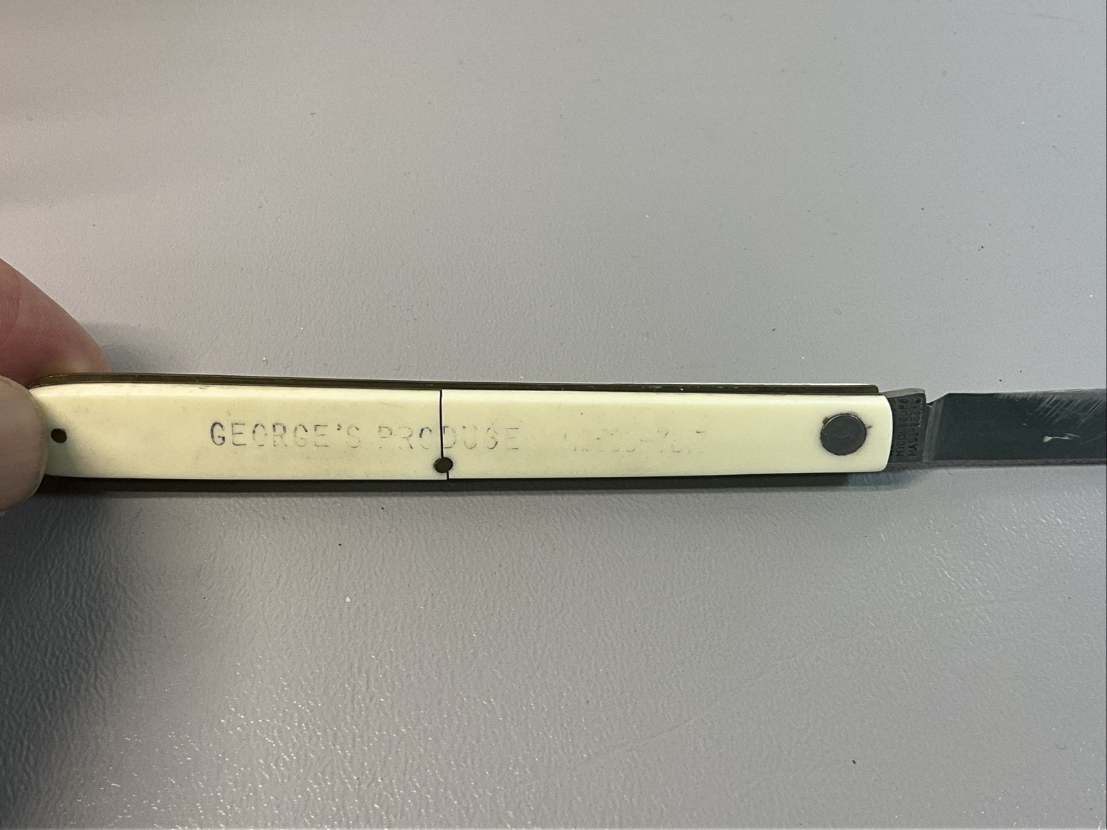 Vintage Gerson Co Large Melon Folding Pocket Knife, Crack In Handle(S1217)