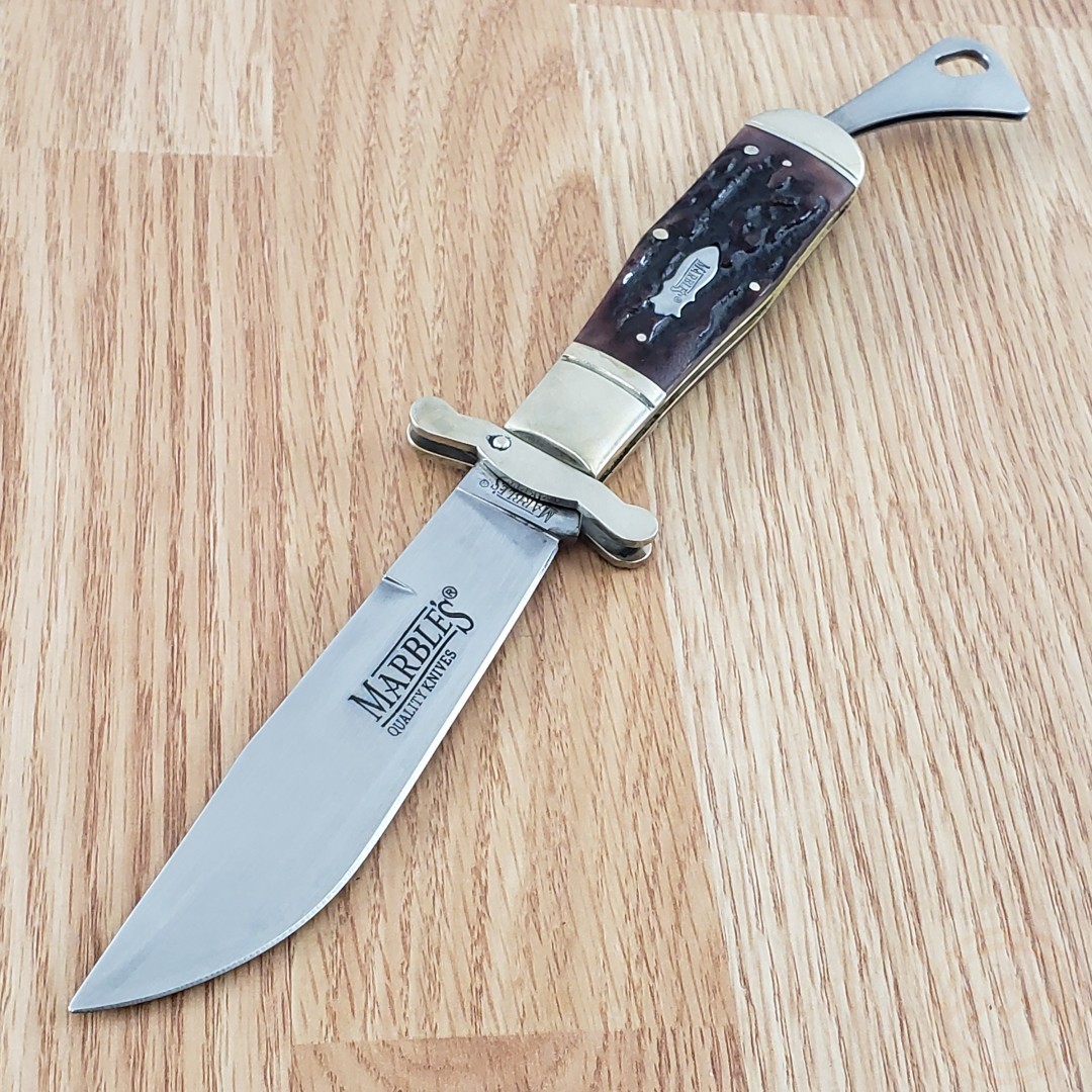 Marbles Safety Folder Folding knife Stainless Steel Bowie Blade Stag Bone Handle