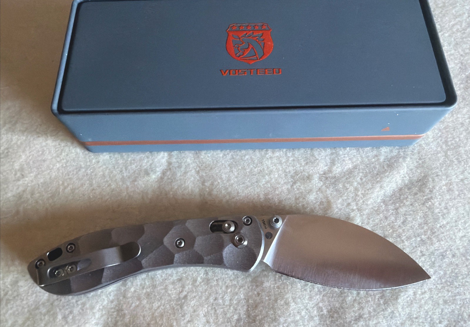 Vosteed Mini Knightshade Gray Sculpted Aluminum Handle 154CM Steel Blade A0213