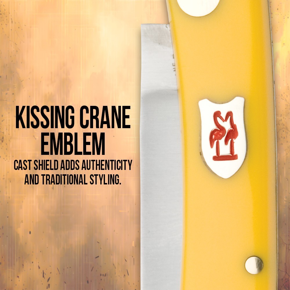 Kissing Crane Yellow Farmer Pocket Knife