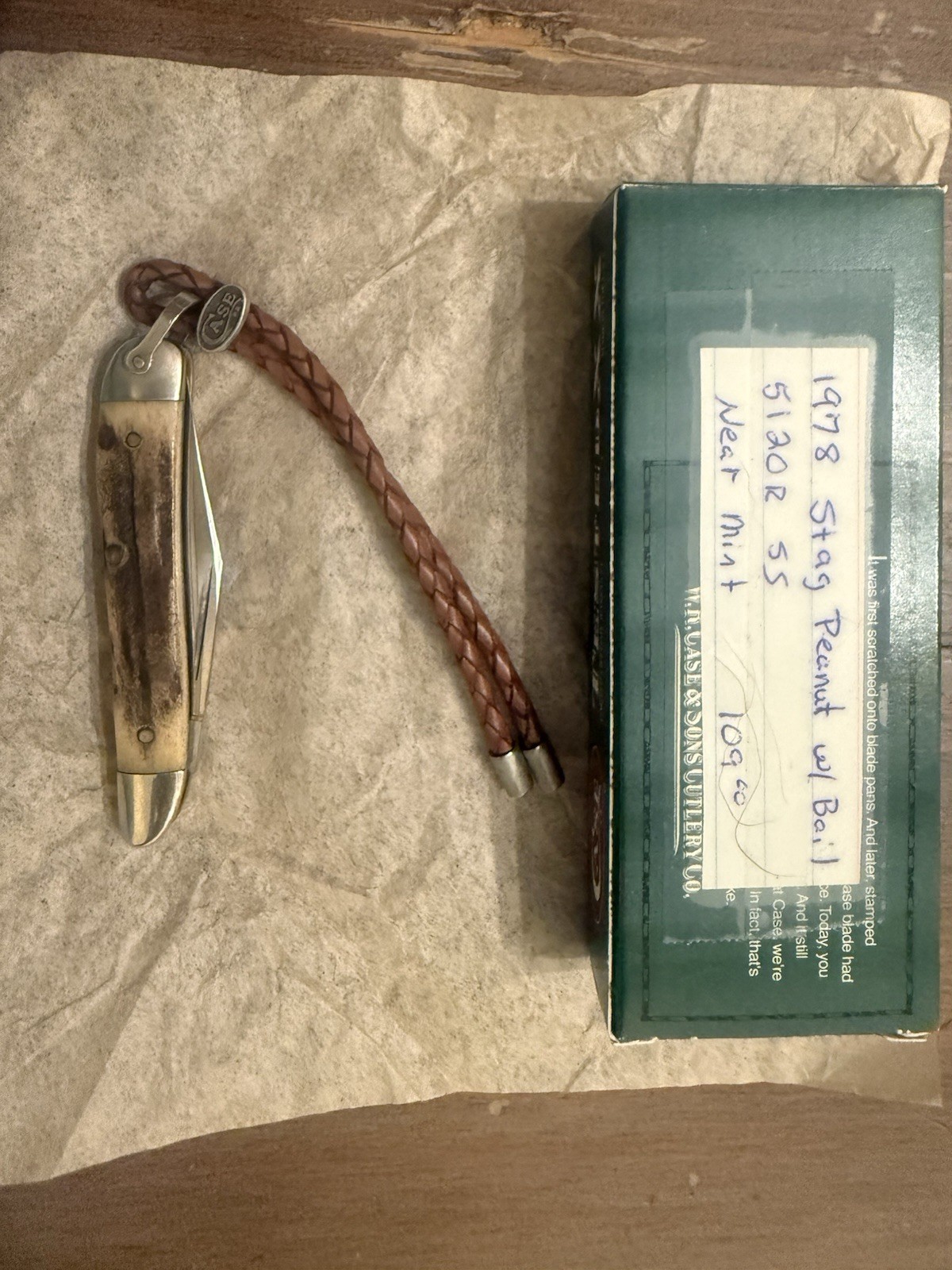 Case XX Peanut 1978 Stag w/ Bail STAINLESS 5120R SSP