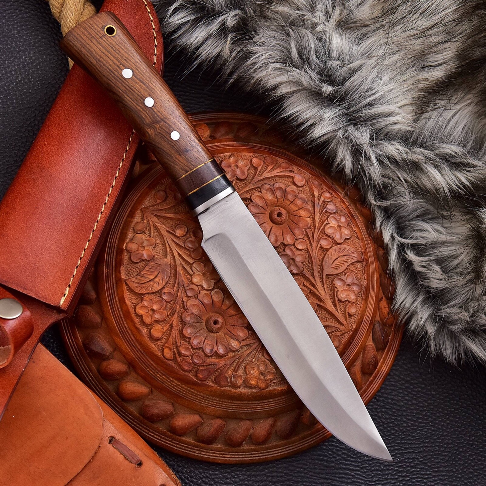 ANZSTYLE KNIVES CLASSIC DROP POINT HUNTER BOCOT WOOD D2 STEEL