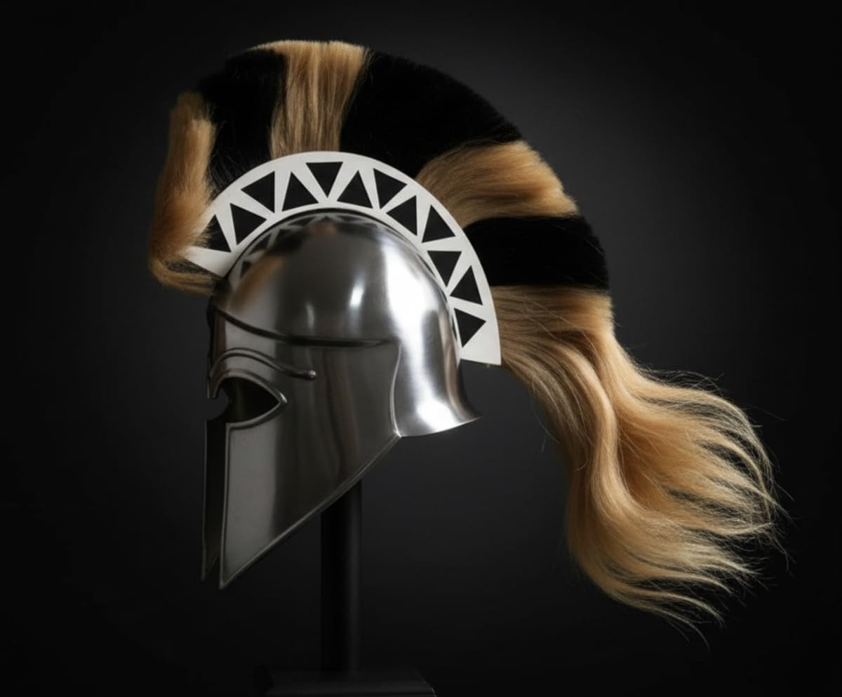 Medieval Greek Corinthian Armour Helmet with Plume Knight Spartan Helmet Hall…