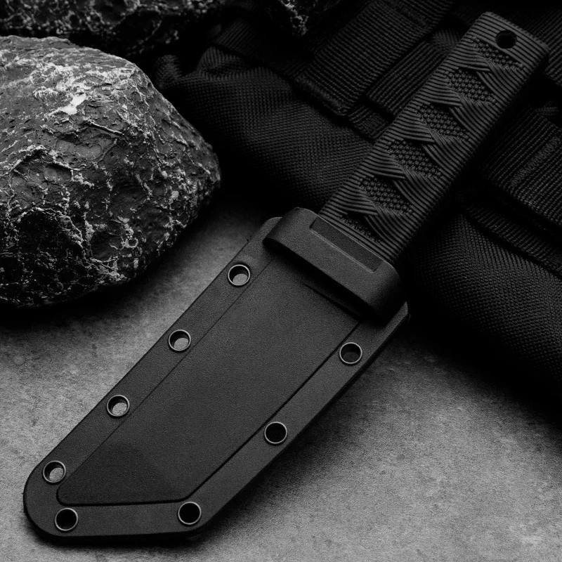 6.8” Fixed Blade Knife Tanto Steel Blade Tactical Hunting Knife Kydex Sheath