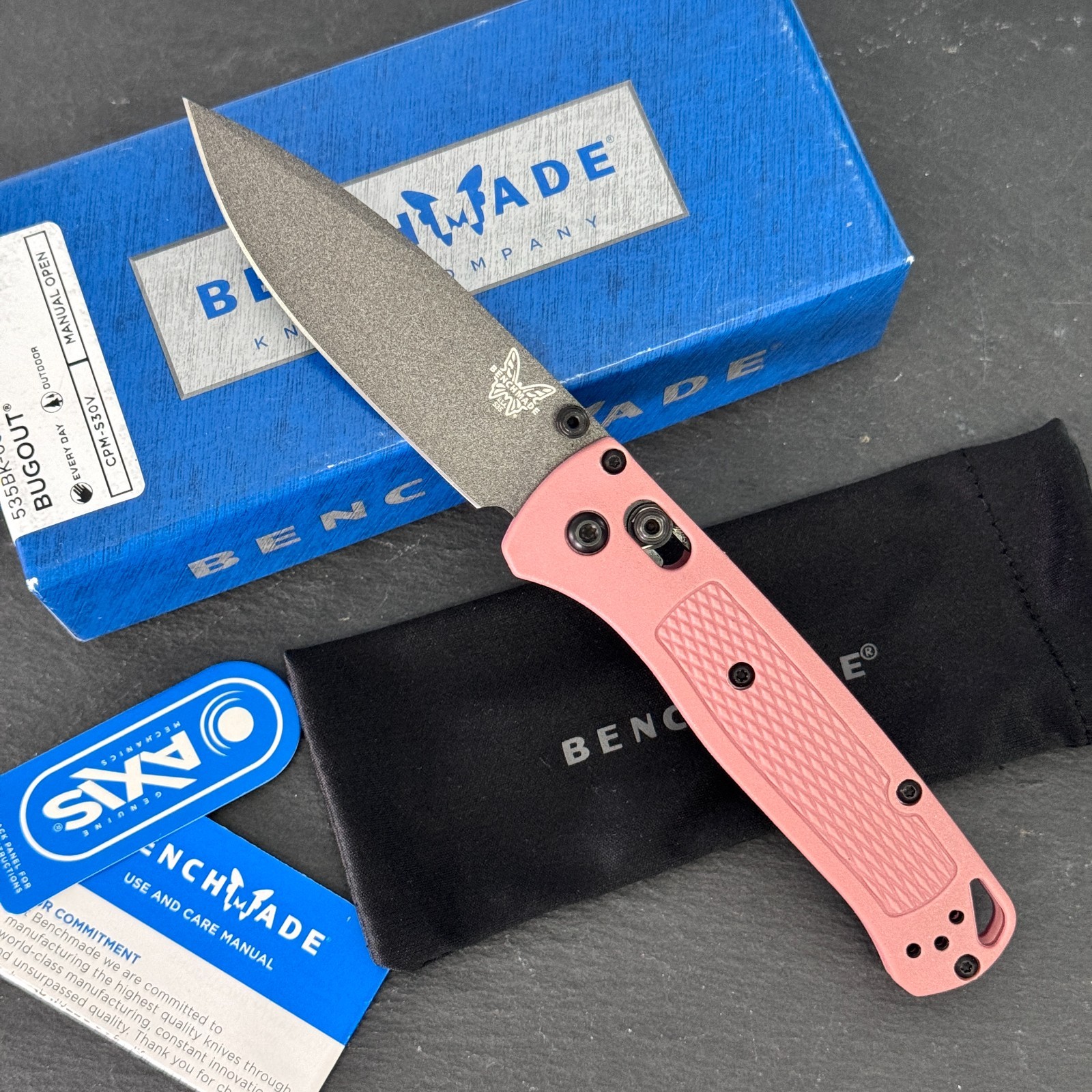 Benchmade Bugout 535BK-06 Black S30V Alpine Glow Grivory Handle Folding Knife
