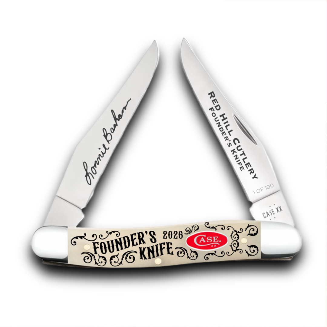 CASE XX KNIVES USA RED HILL CUTLERY FOUNDER’S EVENT KNIFE BONE MUSKRAT 100 MADE