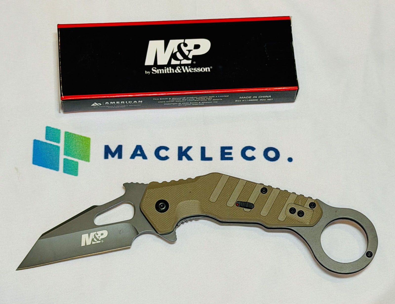 Smith & Wesson M&P Extreme Ops Karambit Tanto Blade G10 FDE Folder Knife 1147102