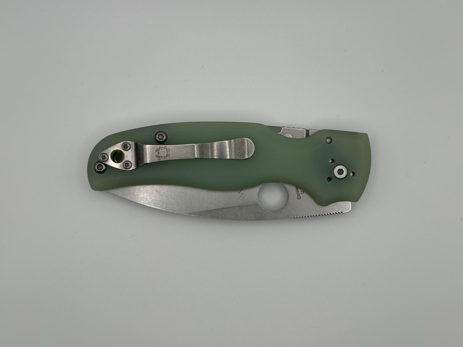Spyderco Shaman M390 C229 Jade Green Folding Knives FACTORY SECOND NEW