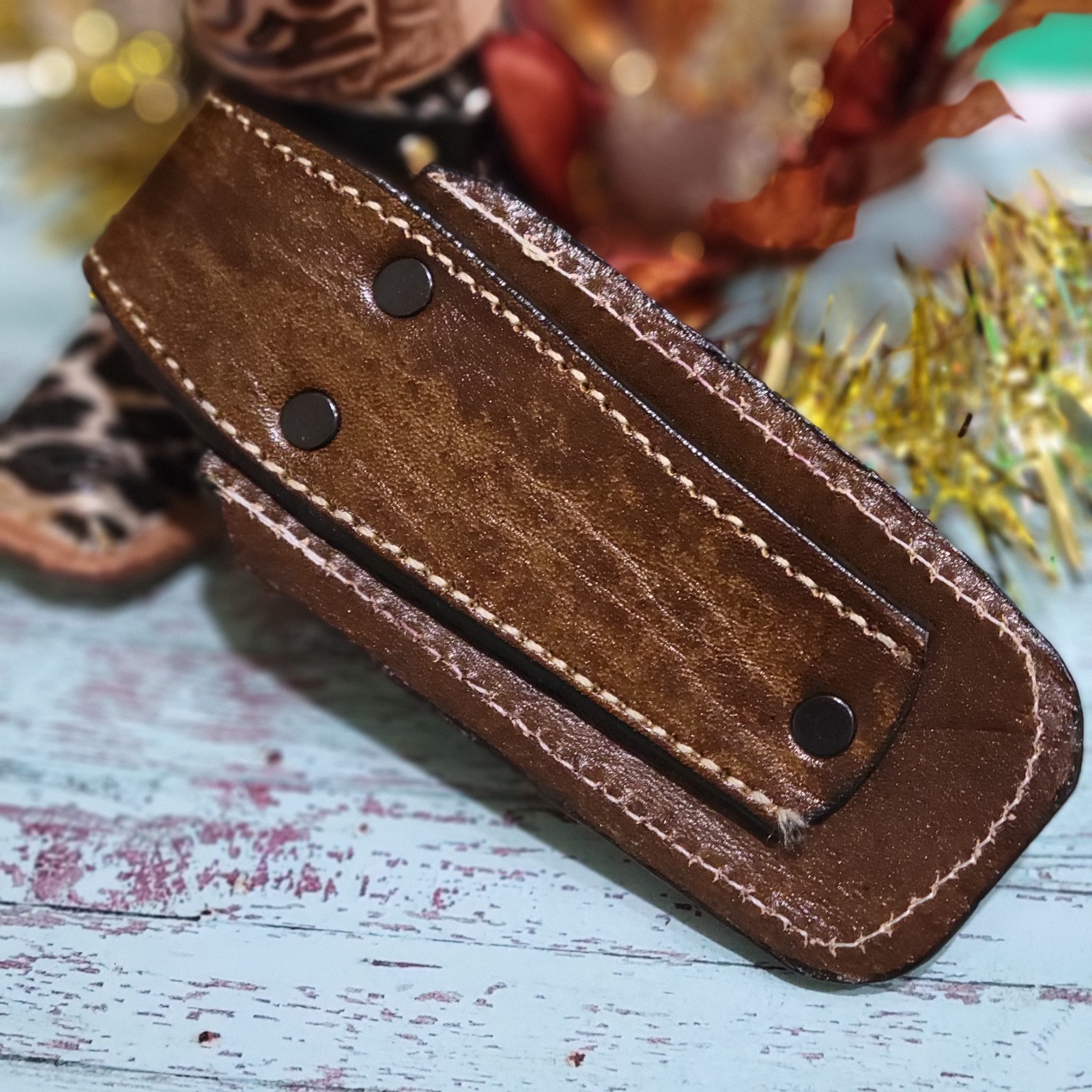 Native American GENUINE LEATHER POCKET KNIFE SHEATH 5.5 » HANDMADE BELT LOOP