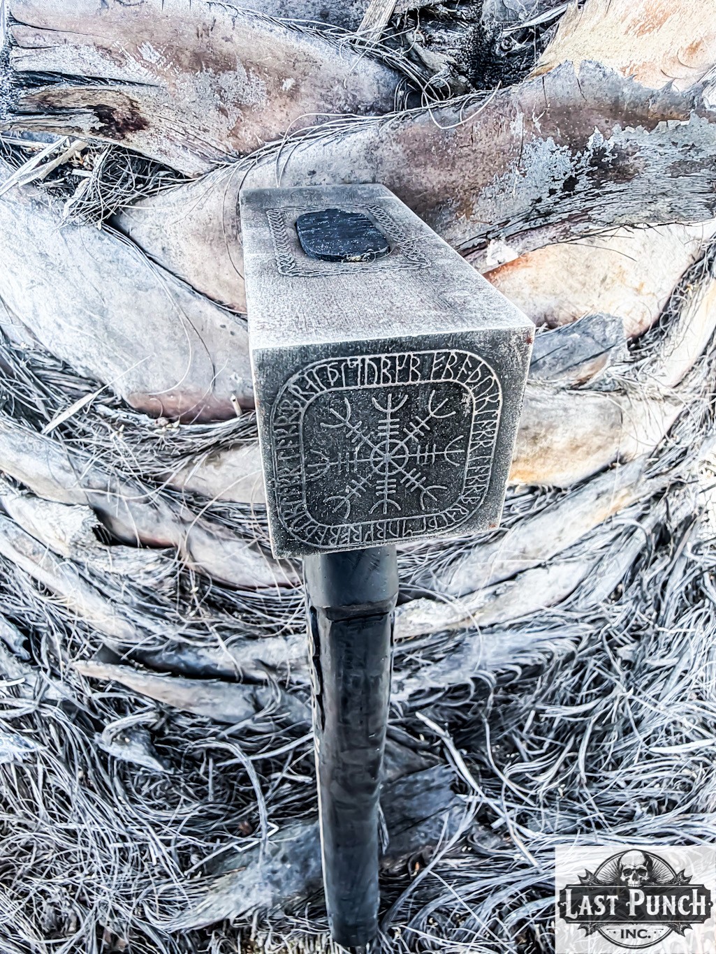 15″ Handmade Viking Forging Hammer Engraved Wood Handle With Sheath