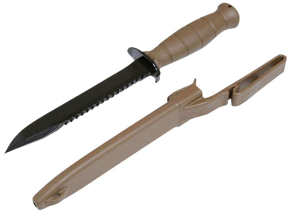 Glock Field 7″ High Carbon Steel Saw Polymer FDE Fixed Knife w/Sheath KDO39179