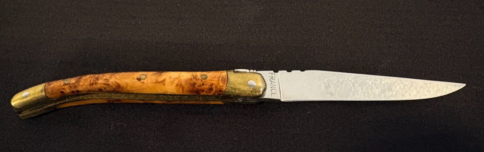 Laguiole en Aubrac Folding Knife Juniper Burl Wood 12C27 Sandvik Steel France