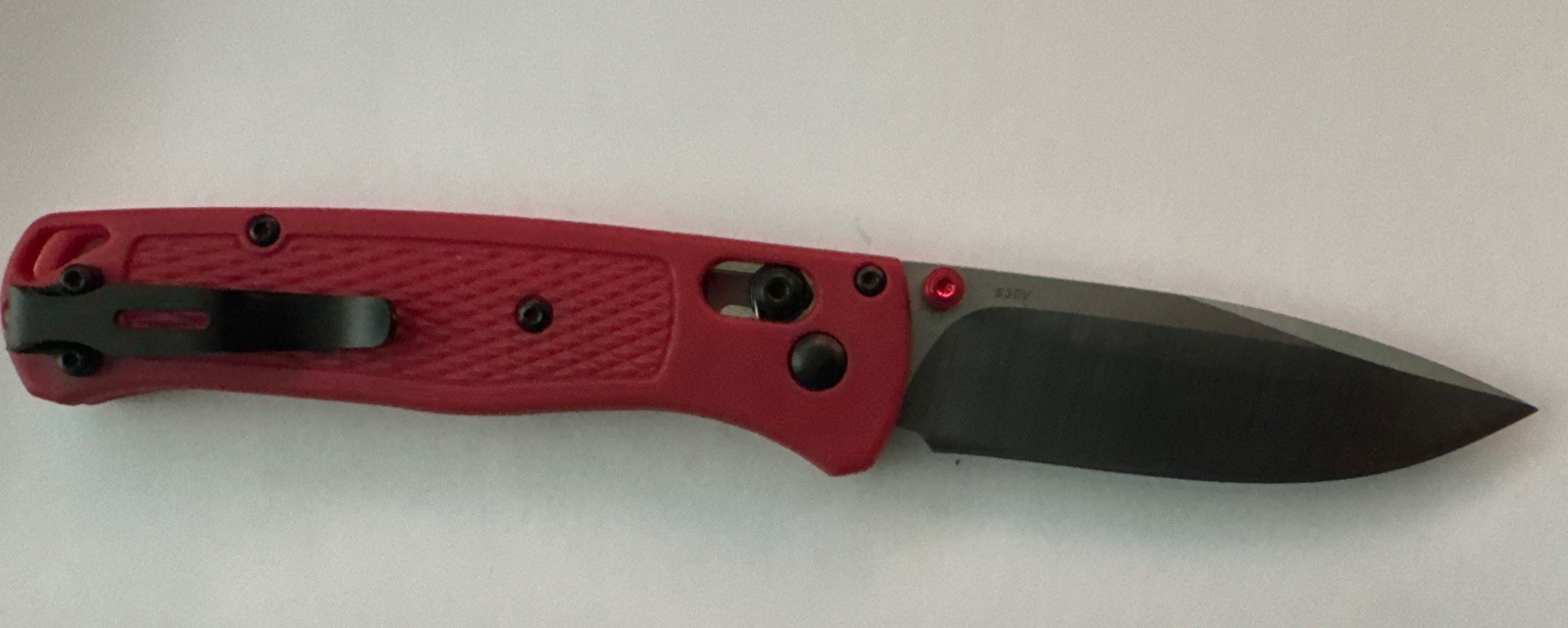 Benchmade 535-Custom Bugout Knife Red Grivory Handle S30V Folding Knife