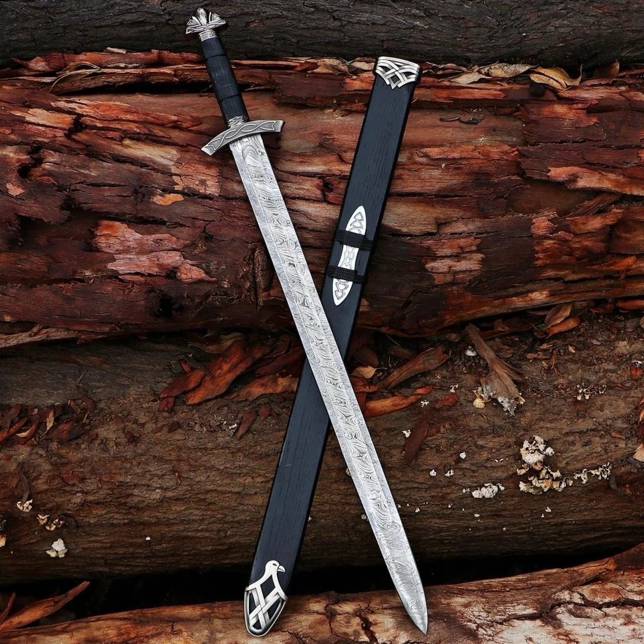 Hand Forged Damascus steel Viking Sword Sharp Battle Ready Medieval Sword