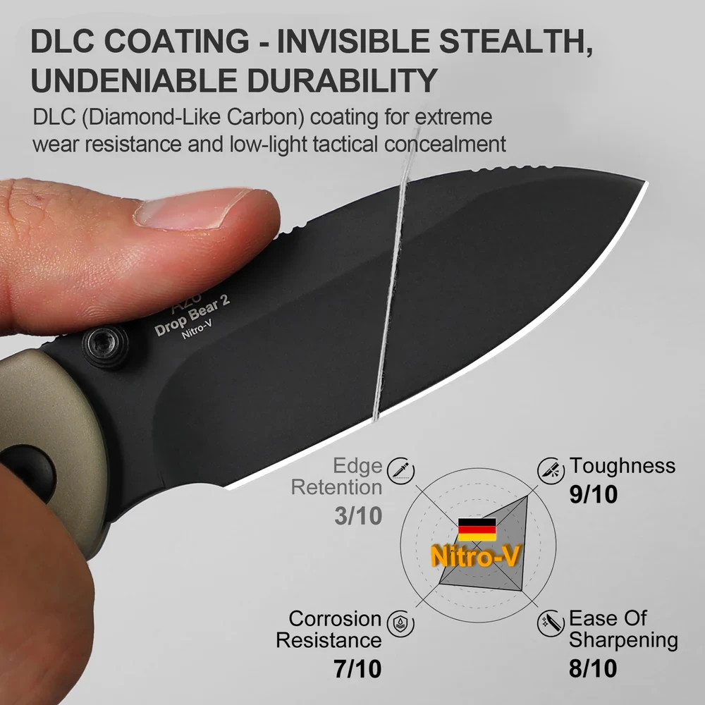 Kizer Cutlery Drop Bear 2 Folding Knife 3″ Nitro V Steel Blade Aluminum Handle