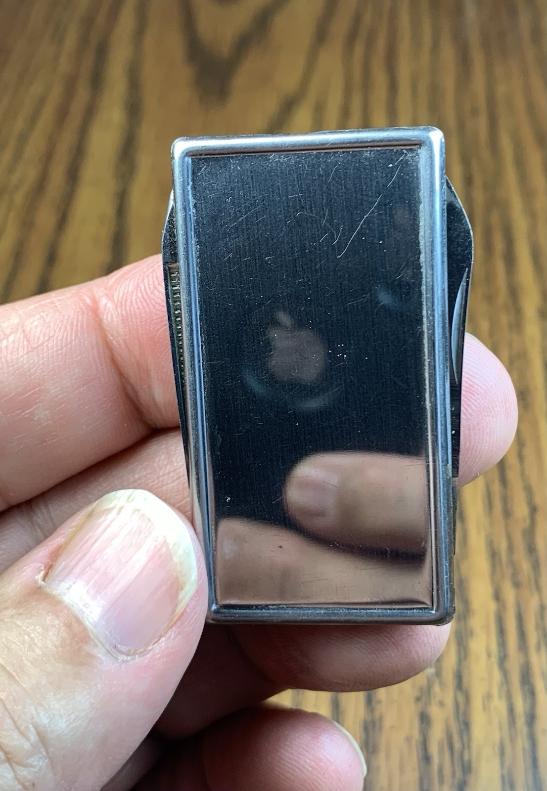 Vintage Stainless Steel Money Clip, w/Knife & Mail File & Polished Mirror Back