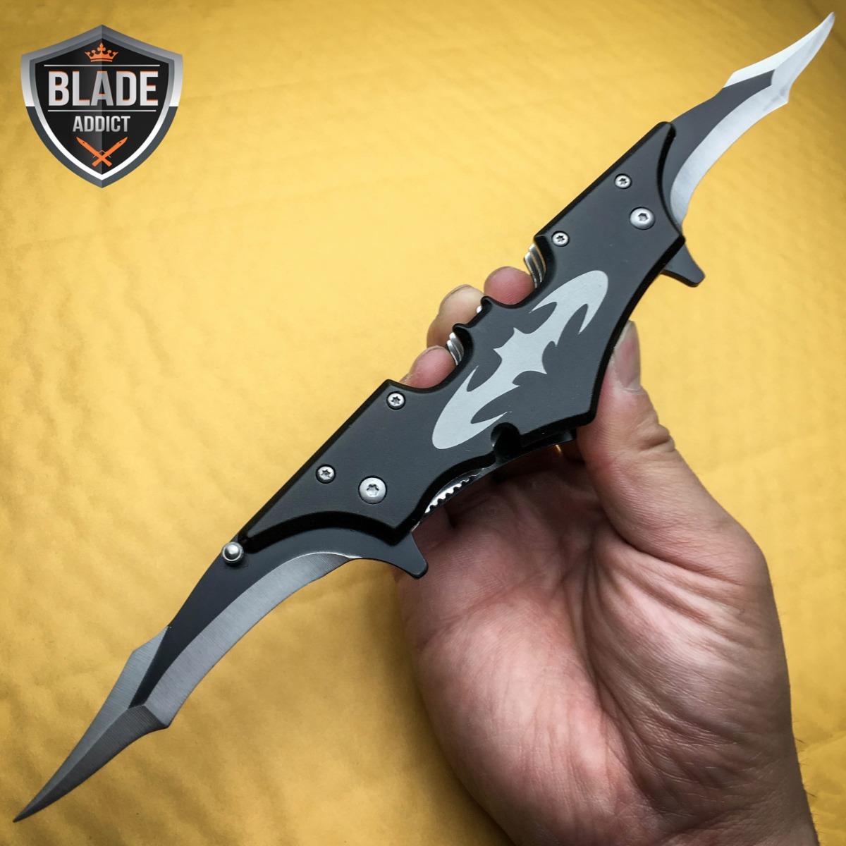 11.5″ DARK KNIGHT RISES ASSISTED SPRING BATMAN DUAL BLADE FOLDING KNIFE Bane