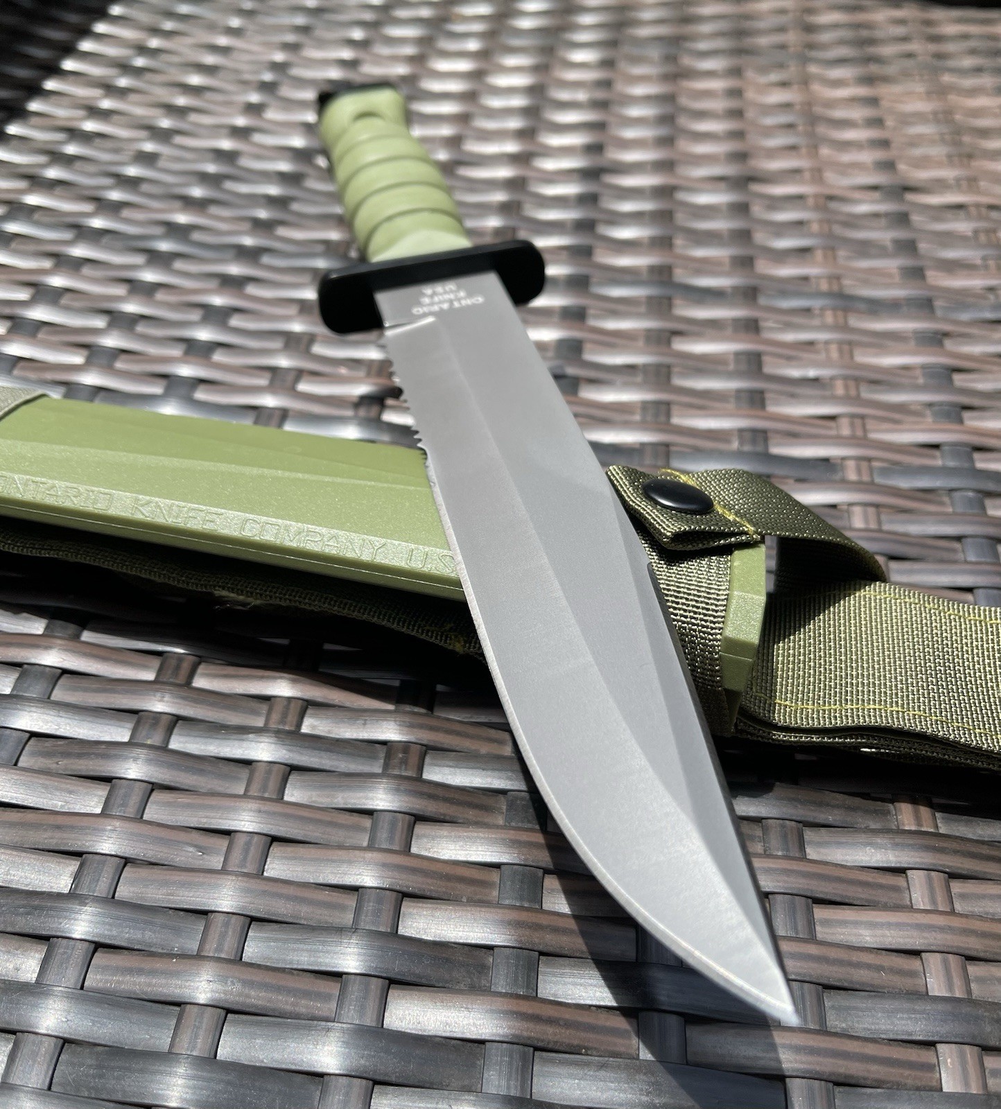 Ontario Knife OKC3S USMC Combat 8″ Blade and Scabbard Green