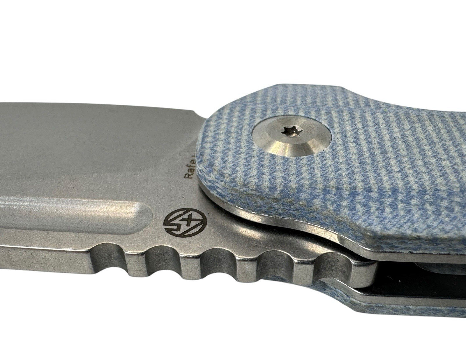 Tenable Rafe L Folding Knife Blue Micarta Handle Stonewashed SS Blade New