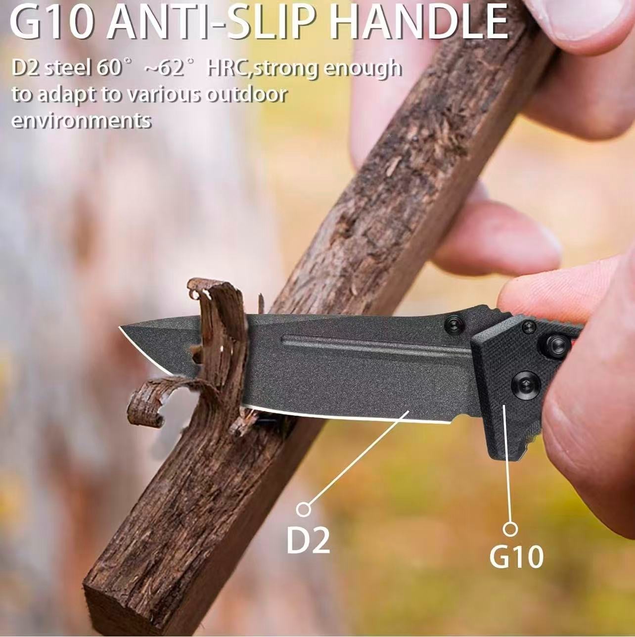 275 Folding Knife with Clip, Foldable Knife with G10 Handle Portable Pocket Kniv