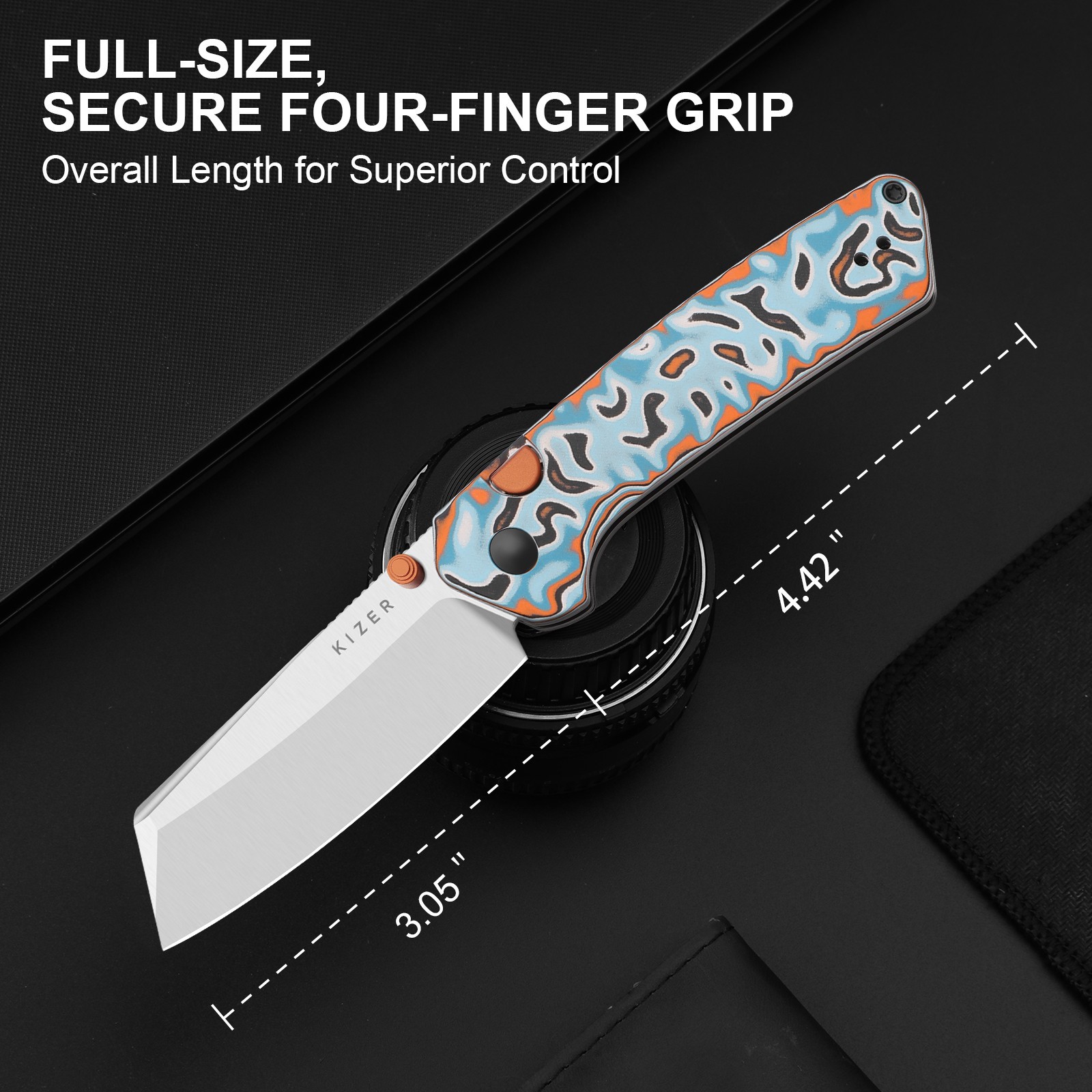 Kizer Madrac EDC Folding Pocket Knife 14C28N Blade Micarta Handle V3693BSA2