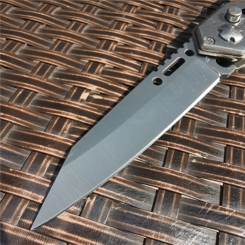 Assisted Folding Knives Wood Steel Handle 8cr15 Blade Hunting Tactical Knife Edc