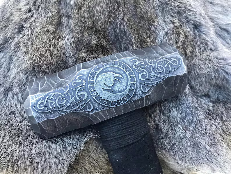 Hand Engraved Forged Hammer Head Unique Rustic Gift for Him, Gift For Husband