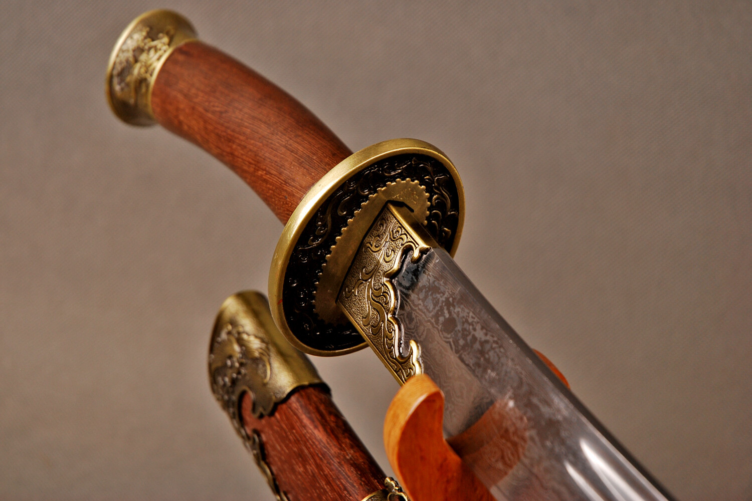 37″ Sharp Handmade Phoenix Chinese Sword Damascus Folded Steel Qing Dynasty DAO