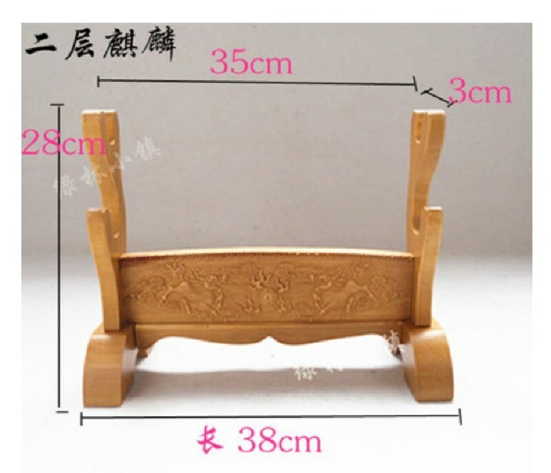 Wood Samurai Sword Katana Holder Stand Display Rack China Dragon Carved 1-3 Tier