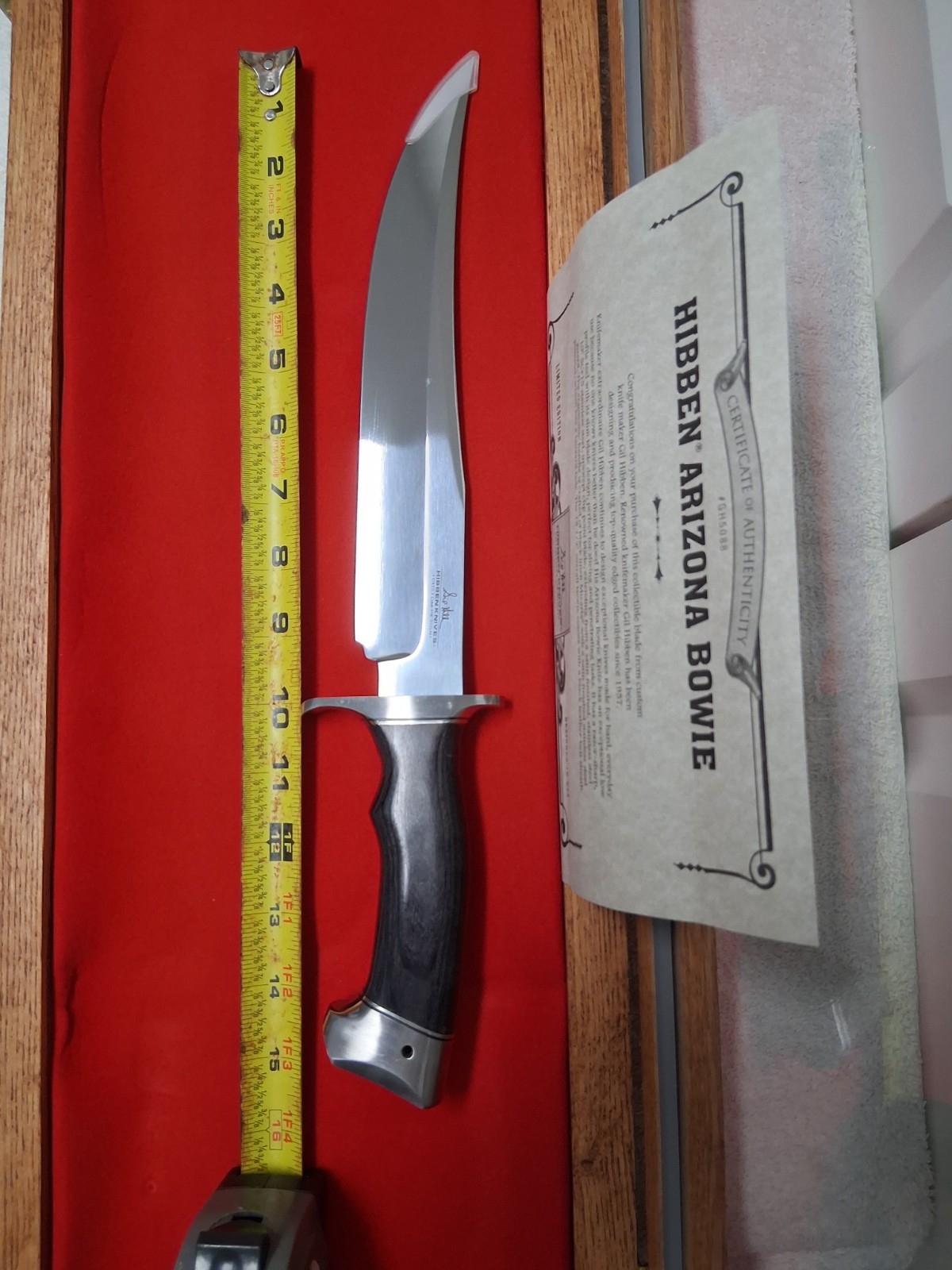 GIL HIBBEN’s ARIZONA BOWIE KNIFE with SHEATH &BOX 15 1/2″long! NEW Condition!!