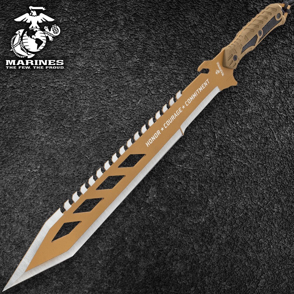 USMC Desert OPS Sawback Machete | Officially Licensed | Olive Drab | 24″ Overall