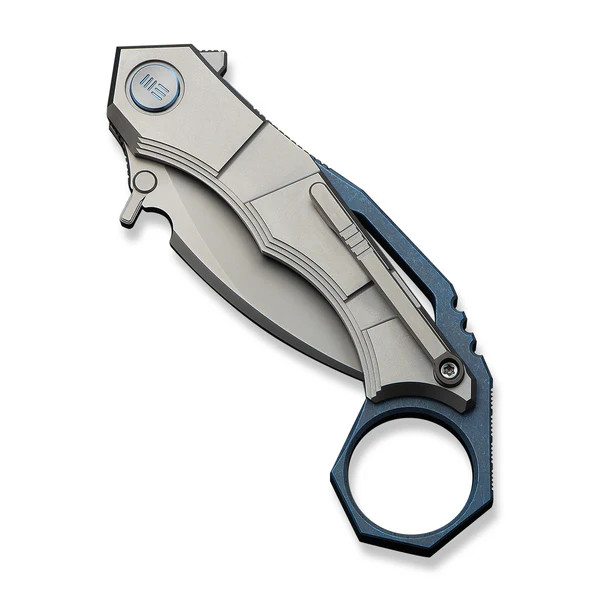 WE Knife Tayra Karambit 24069-2 Gray & Blue Titanium M390 Stainless Steel Knife