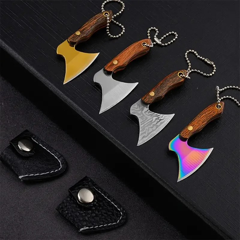 Mini EDC Small Axe Stainless Steel Portable Key Chain, Small Gift for Men
