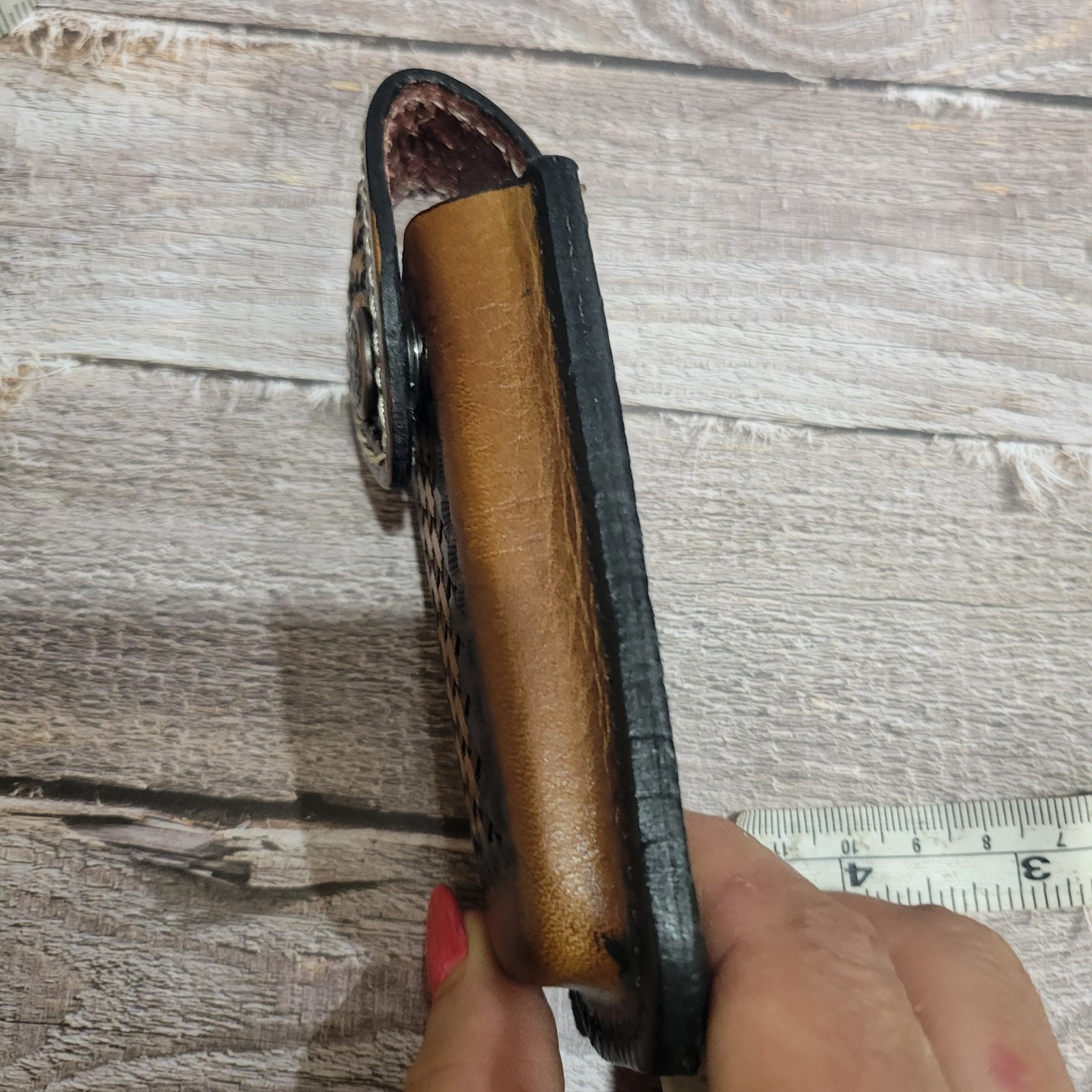 Native American GENUINE LEATHER POCKET KNIFE SHEATH 5.5 » HANDMADE BELT LOOP