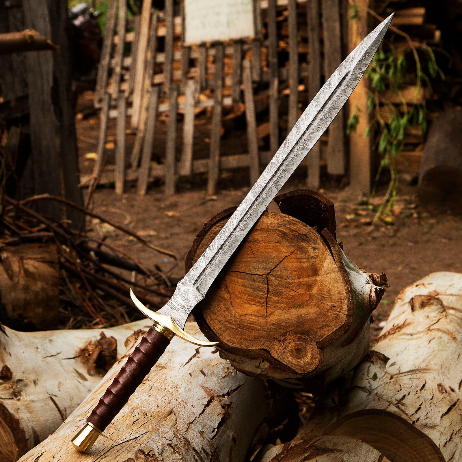 Hand Forged Damascus Steel Viking Sword Medieval Sword Battle Ready With Sheath