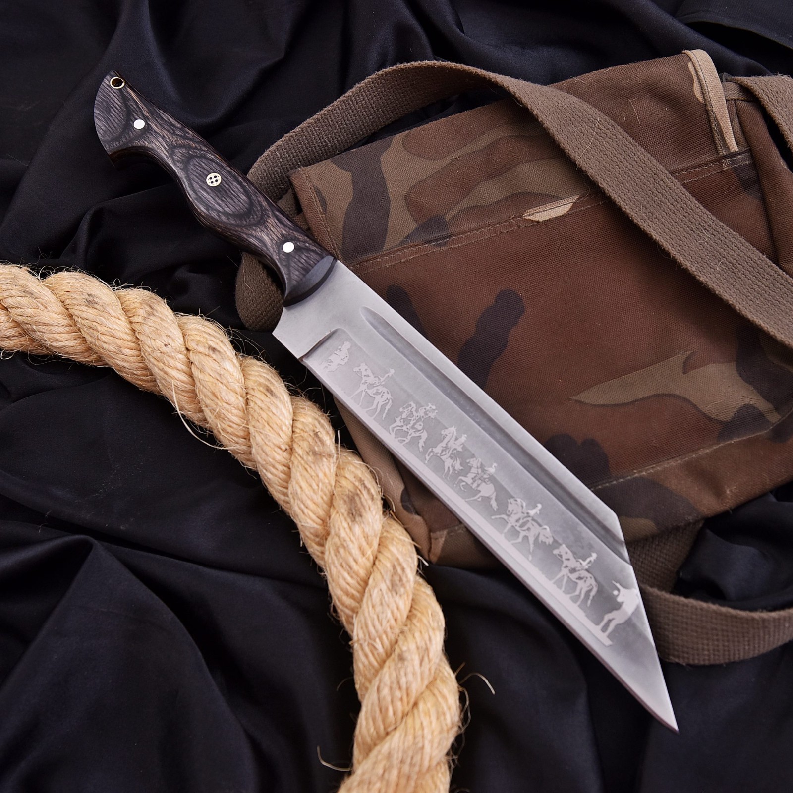 Viking Seax Knife Rail Carbon Steel Tactical Knife Bushcraft Knife W/Sheath